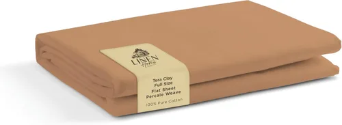 Vista 9 de Sábanas de 100% algodón percal, tamaño individual, 1 sábana encimera, ropa de cama fresca, resistente y transpirable, celeste