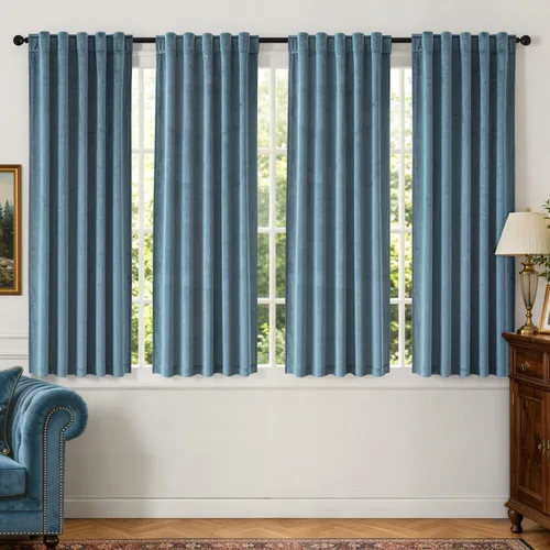 Vista 25 de MIULEE Navy Blue Velvet Curtains 4 Panels Set Back Tab 40 x 96 Inch Long Azul marino