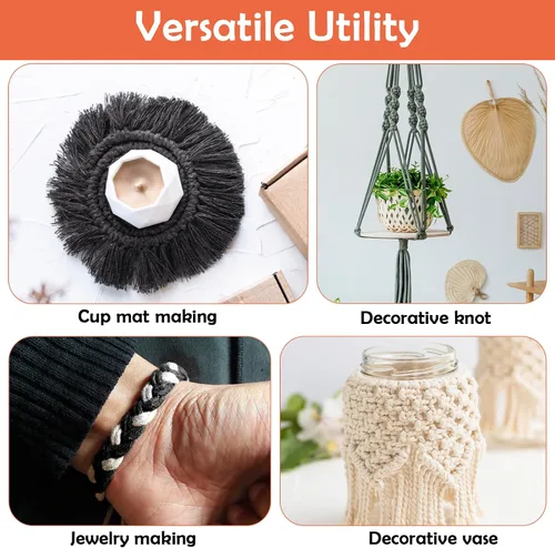 Vista 4 de Cuerda de Seda Suave, Cuerda de Cordón Trenzado Amigable con la Piel (Negro, 32 pies) Twisted Trim Rope, Nylon Twisted Cord, Braided Silk Ropes