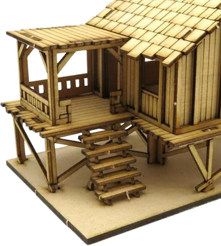 Vista 6 de 1/72 Cabina de madera rompecabezas 3D de madera colección de adornos ensamblaje DIY modelo juguete escena arquitectónica para decoración de escena