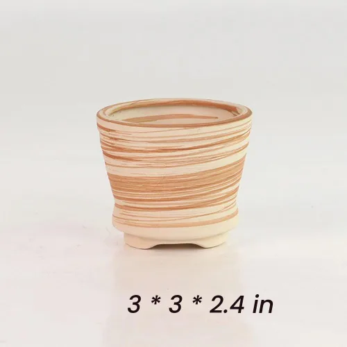 Vista 3 de Conjunto de macetas de 3 pulgadas de cerámica de madera suculenta SUN-E 6In /maceta para cactus
