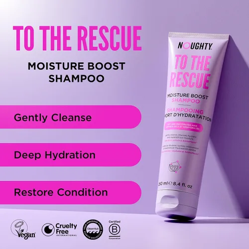 Vista 6 de Noughty Champú para aumentar la humedad 97% natural, para limpiar y reponer suavemente la humedad perdida con almendras dulces y semillas