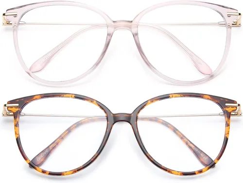 Vista 13 de Gaoye - Gafas de bloqueo de luz azul - Marcos redondos TR90 de moda, brazos de metal, protección UV400 - Estuche suave a juego * 1 marco negro