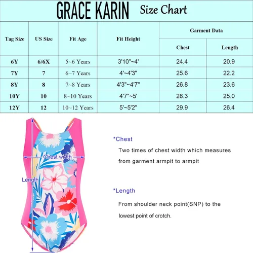 Vista 3 de GRACE KARIN Traje de baño de una pieza para niñas, 6-12 años