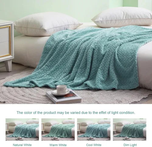 Vista 5 de Exclusivo Mezcla - Manta de forro polar tamaño King para cama, 90 x 104 pulgadas, mantas suaves y acogedoras de franela jacquard, ligeras, mullidas