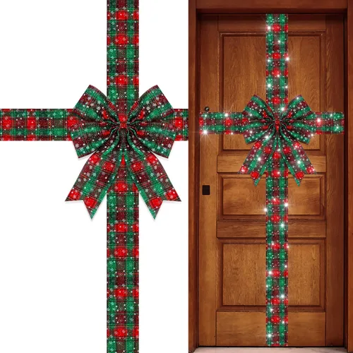 Vista 11 de Spiareal Lazo de Cinta para Puerta de Armario de Navidad con Luz LED Cinta Grande Brillante Lazo de Corona de Navidad Árbol de Navidad Festival