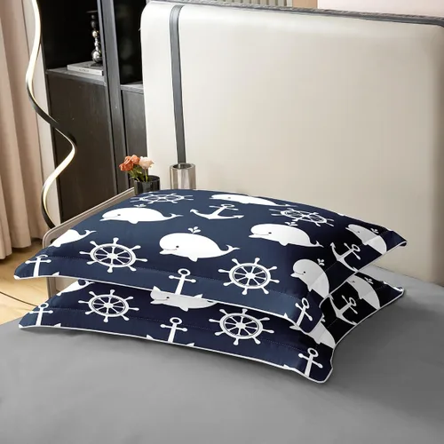 Vista 4 de Linda ballena - Juego de funda de edredón 100% algodón natural para niños, niñas, adolescentes, preciosa funda de edredón con temática de mar Multi