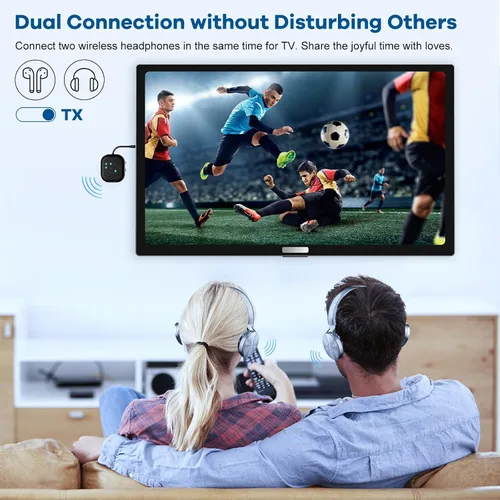 Vista 4 de Receptor transmisor Bluetooth, adaptador de audio Bluetooth para avión, transmisor inalámbrico para TV, gimnasio, Aptx HD, audio de baja latencia