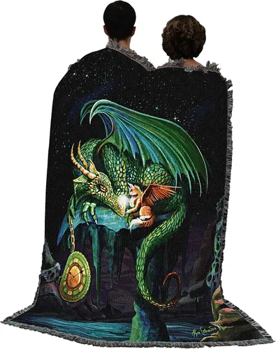 Vista 22 de Pure Country Weavers Rose Khan - Manta con diseño de dragón del tiempo de amatista tejida de algodón, hecha en los Estados Unidos (72 x 54 pulgadas)