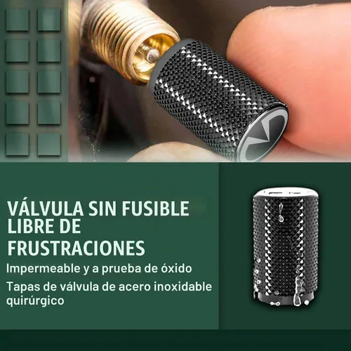 Vista 4 de STEEL HAWK Tapones para válvulas de aire de neumáticos, acero inoxidable mecanizado CNC de precisión, diseño moleteado extendido, metal a prueba