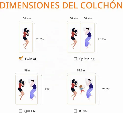 Vista 2 de ESHINE - Base de cama ajustable individual XL con colchón + colchón de espuma viscoelástica de gel de 8 pulgadas (firmeza media), control por