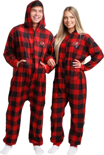Vista 58 de FOCO Unisex NFL Team Logo Pajamas One Piece Onesie Patrón feo navideño