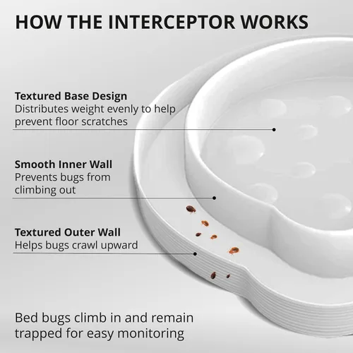 Vista 3 de Aspectek - Trampa para detectar e interceptar insectos de doble pozo. Trampa para chinche de cama. Paquete de 4