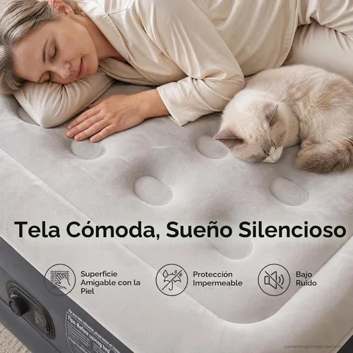 Vista 3 de OlarHike Colchón de aire Queen bomba incorporada, colchón inflable de 20 Comfort Height 20" Gris