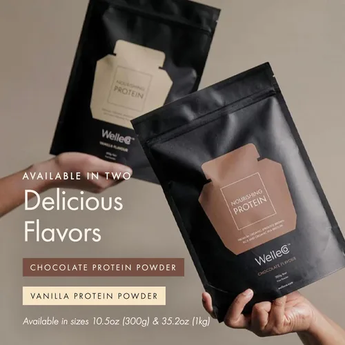 Vista 8 de WelleCo Proteína de chocolate en polvo a base de plantas, mezcla de arroz integral orgánico y guisantes, 0.56 oz de proteína por porción, suplemento