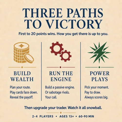 Vista 4 de Juego de mesa Trade and Triumph – Juego de estrategia de comercio medieval y gestión de recursos para adultos y familiares a partir de 13 años