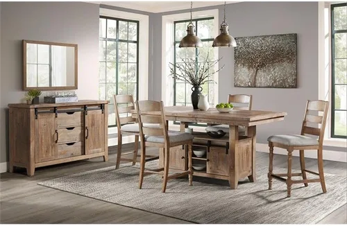 Vista 2 de Intercon Highland - Taburete de bar con respaldo de escalera con asiento de cojín, juego de 2, arenado