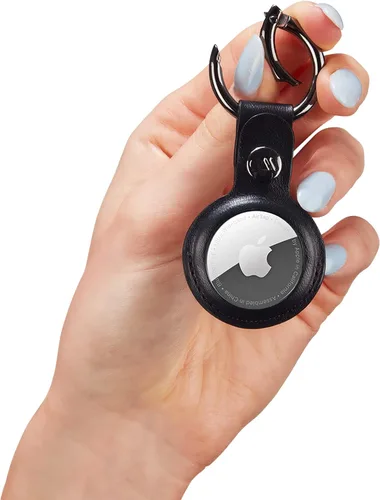 Vista 7 de Case-Mate Llavero AirTag – Llavero de cuero vegano duradero con clip de anillo resistente – Funda protectora para AirTag para collar de perro Negro