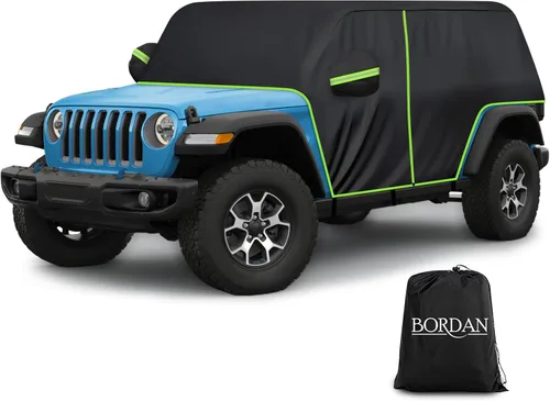 Vista 10 de Funda de coche para Ford Bronco de 2 puertas, 420D, funda impermeable para todo tipo de clima, sol, lluvia, UV, polvo, cubierta de cabina