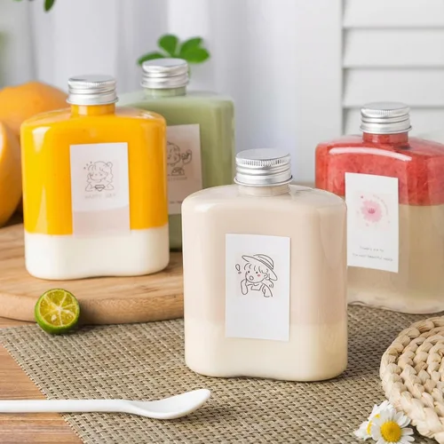 Vista 9 de Elsjoy Paquete de 24 botellas de plástico para jugo de 8.5 onzas con tapas, botella vacía reutilizable, recipiente pequeño transparente
