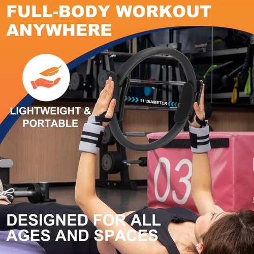 Vista 3 de Tsikavo Anillo de pilates, círculo de anillo de pilates y juego de bolas, anillo de pilates mágico de 12 pulgadas, bola de ejercicio pequeña de 9