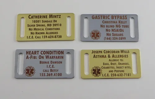 Vista 4 de Pulsera de identificación y demencia de Alzheimers de alta calidad grabado láser oscuro gratuito personalizado Caucho Silicona
