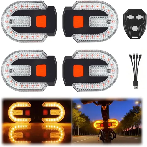 Vista 8 de Luces traseras de bicicleta con señales de giro, control remoto inalámbrico, carga USB, luz trasera de bicicleta, luces de bicicleta integradas e