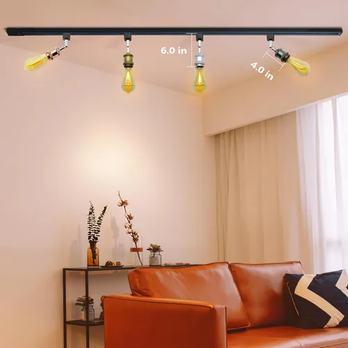 Vista 7 de Cabezales de luz de pista E26 tipo H, cabezales de iluminación de riel de dirección, luces LED ajustables regulables para cocina, estilo retro