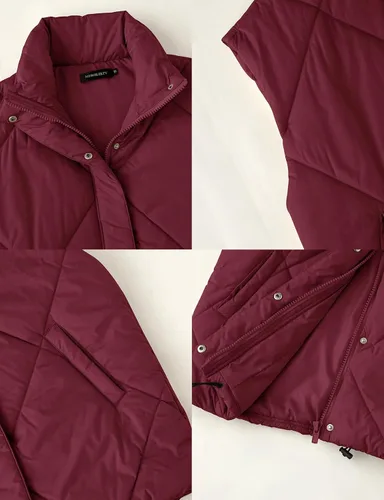Vista 6 de MEROKEETY Chaleco acolchado de invierno para mujer 2024 con cuello alto, con cremallera, con bolsillos