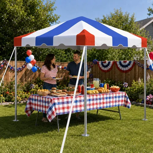 Vista 10 de Party Tents Direct Carpa para Fiesta de 20x30 - Marco de Acero - Gazebo al Aire Libre, Pabellón, Sombrilla para Sol, Refugio para Acampada - Verde