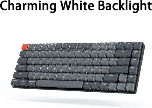 Vista 5 de Keychron Teclado mecánico inalámbrico Bluetooth K3 versión 2 84 teclas 75 diseño blanco LED retroiluminado teclado con cable para Mac Windows