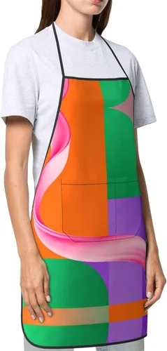 Vista 4 de Color graphics Apron with Pockets - Waterdrop Resistant Aprons for Women Men Ideal Apron for Home and Restaurant Use