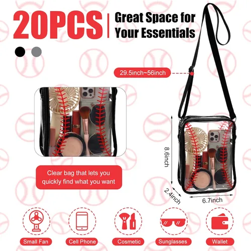 Vista 3 de Cunno Bolso cruzado transparente aprobado para estadios, bolso de hombro de PVC para mujer, trabajo, negocios, viajes, conciertos, eventos deportivos