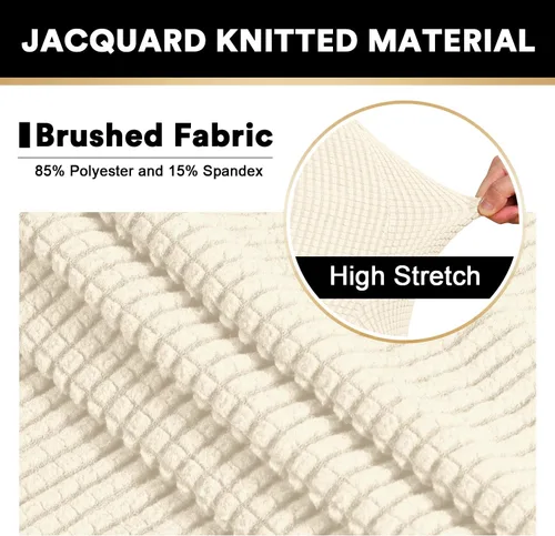 Vista 3 de PrinceDeco Funda elástica para sofá de 3 cojines, funda de sofá de tela jacquard de elastano de 1 pieza, funda universal antideslizante, protector
