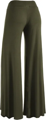 Vista 62 de Made By Johnny Pantalones palazzo elásticos de pierna ancha para mujer, lisos, casuales, cómodos