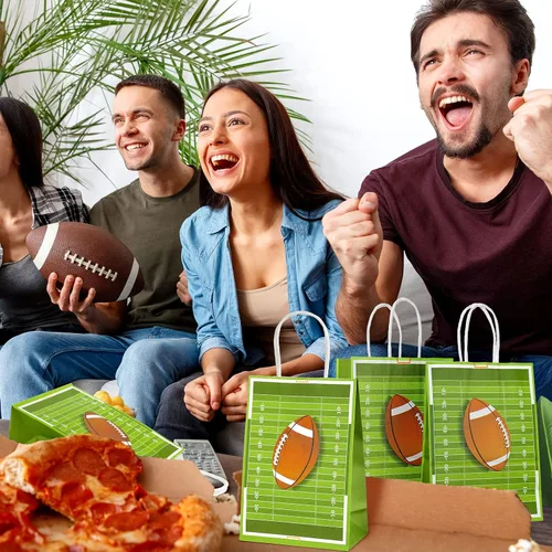 Vista 3 de Fainne 30 bolsas de regalo de fútbol americano con asas de 8.3 x 5.9 x 3.1 pulgadas, bolsa de golosinas de fútbol para aperitivos, dulces, regalos