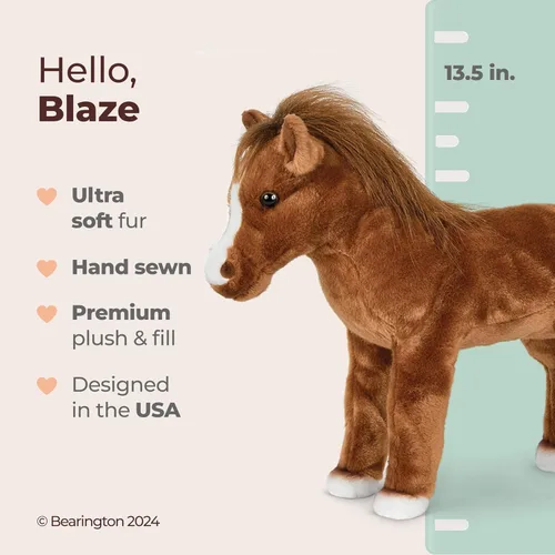 Vista 2 de Bearington Collection Blaze - Caballo de peluche marrón de 13.5 pulgadas, peluche de caballo