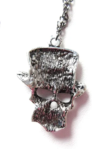 Vista 4 de Collar de calavera con sombrero y diamantes de imitación unisex