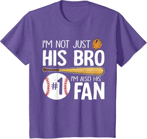 Vista 66 de Camiseta Baseball Brother I'm Not Just His Bro I'm His Number One Fan, Negro
