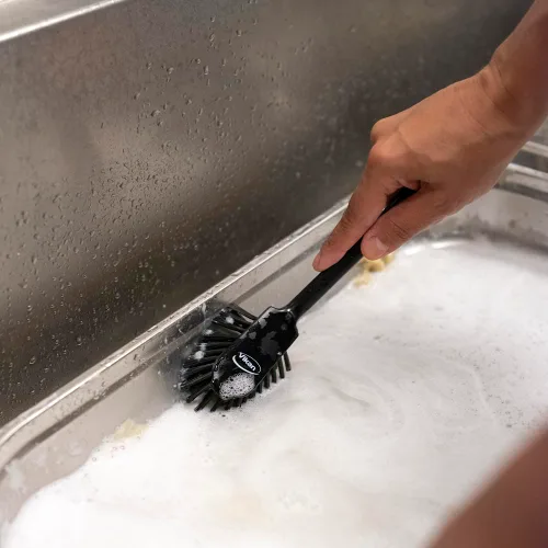 Vista 5 de Dish Brush with Scraper Edge 280mm - Medium Bristles - Black - Food Grade FDA Compliant
