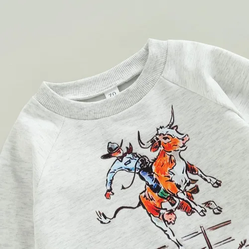 Vista 3 de Conjunto de ropa de 2 piezas para bebé y niño pequeño con estampado de vaca
