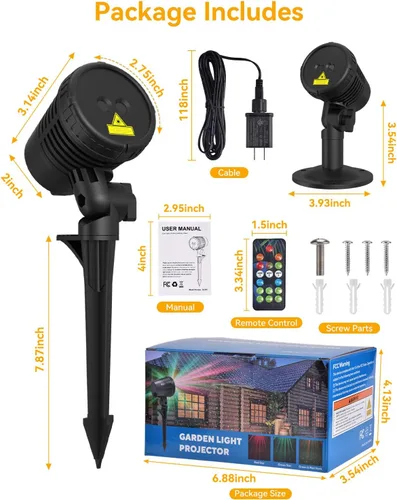 Vista 9 de Neroupe Proyector de luces de Navidad para exteriores impermeables con control remoto, decoraciones de Navidad al aire libre, luces de jardín