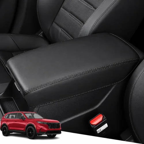 Vista 22 de Great-luck Funda de cuero para consola central, almohadilla para reposabrazos, accesorios de cubierta de caja (costuras rojas) para BMW X1 2023 2024
