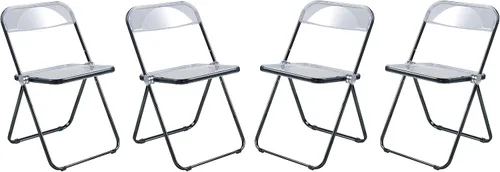 Vista 22 de LeisureMod Lawrence - Silla plegable de acrílico transparente moderna con marco de metal, asiento transparente que ahorra espacio para comedor