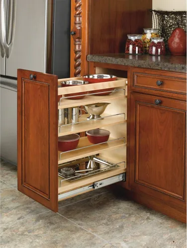 Vista 6 de Rev-A-Shelf Organizador de almacenamiento de armario de cocina extraíble de 11 pulgadas, estante de especias de despensa deslizante con estantes