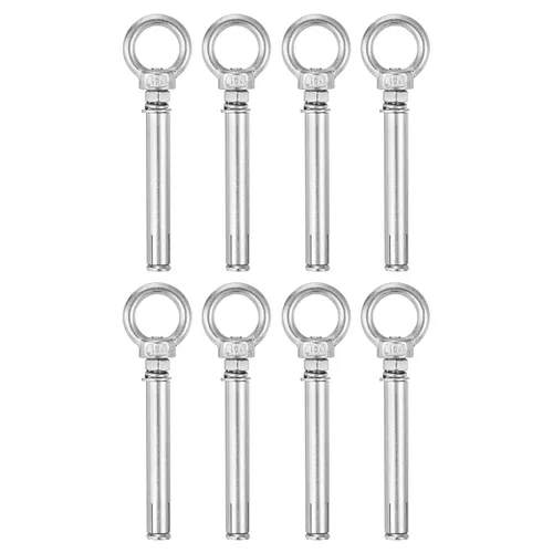 Vista 24 de uxcell Aro de elevación de la expansión, 8pcs M6x50mm 304 tornillo de expansión de acero inoxidable con anillo de ojo para pared de ladrillo