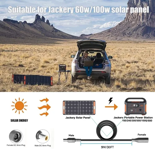 Vista 3 de Cable de extensión solar de 30 pies 14AWG DC7909 para Jackery/Anker/BLUETTI/EBL/GRECEL/Westinghouse y muchos otros generadores solares de central