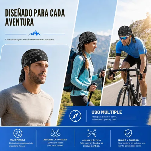 Vista 7 de 5 unidades de sombreros transpirables que absorben el sudor, gorro refrescante S-kull para casco, gorra de ciclismo con estampado de cachemira