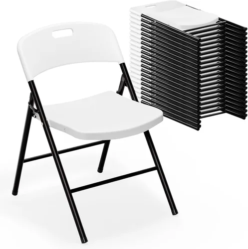 Vista 11 de VINGLI Sillas plegables, silla plegable de plástico, capacidad de hasta 350 libras, asientos portátiles para interiores y exteriores, eventos, Negro