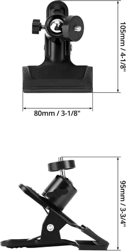 Vista 6 de QWORK Paquete de 4 soportes multifuncionales de trípode para cámara con trípode giratorio de 360 grados, mini cabeza de bola, color negro